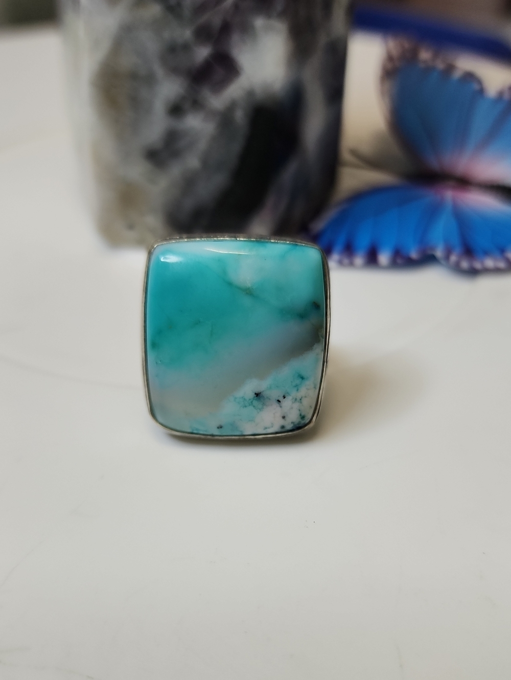 Square Stone Ring - Turquoise Blue Women's Jewelry